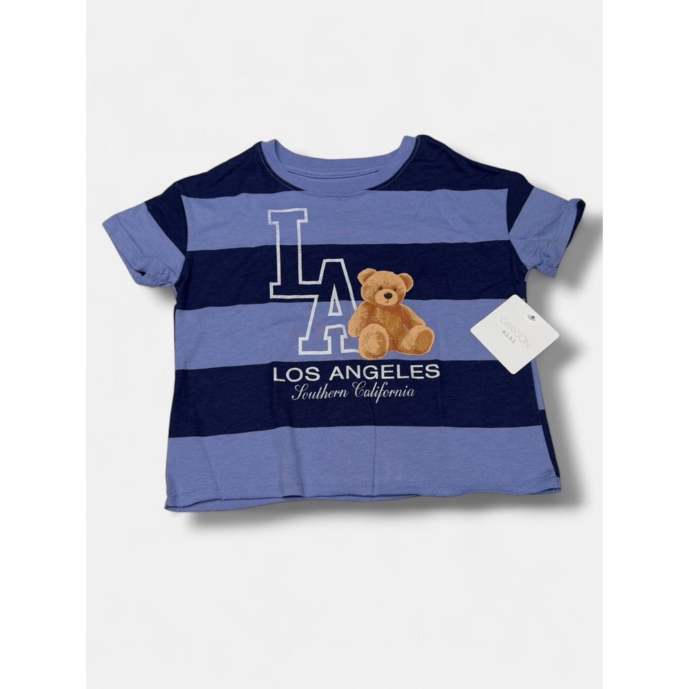 Grayson Mini Toddler Boys Los Angeles Bear Graphic Striped T-Shirt